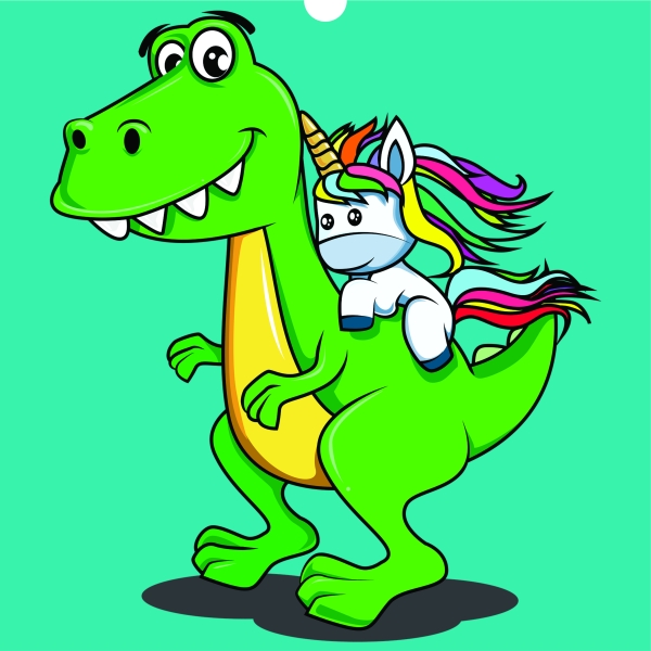 SKIVA Frontscheibe passend für IKEA® KALLAX Regal Dino Einhorn 0009