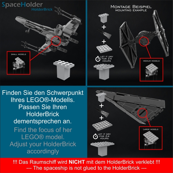 SpaceHolder® aus Plexiglas H3 Höhe 25,0 cm für eure LEGO Modelle