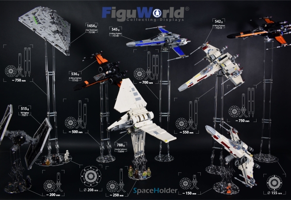 SpaceHolder® aus Plexiglas H2 Höhe 20,0 cm für eure LEGO Modelle