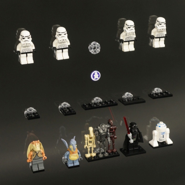 Click Vitrine PLUS Schwarz 500x700x60mm für 147 Lego® Figuren